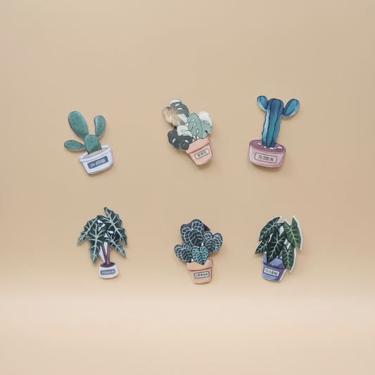 Cute Cartoon Potted Plant Fridge Magnets