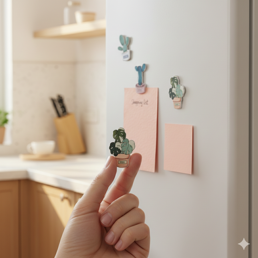 Cute Cartoon Potted Plant Fridge Magnets